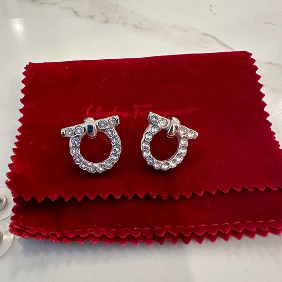 Ferregamo Gancini Crystal Earrings (L) (no box or tag) - Picture 2 of 2